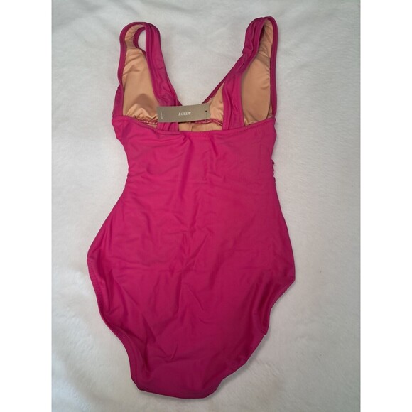 J.Crew Radiant Fuchsia Ruched One Piece Swimsuit Lined BC116 Size 0 NWT - Picture 3 of 7